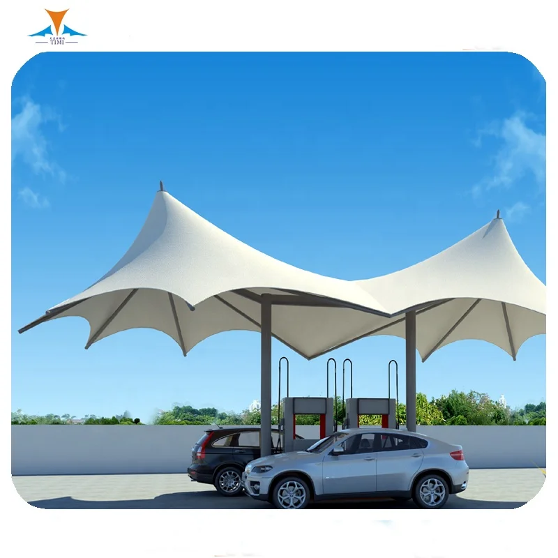 PVDF PTFE ETFE Fabric Tensile Membrane Structure Roof for the Gas Station