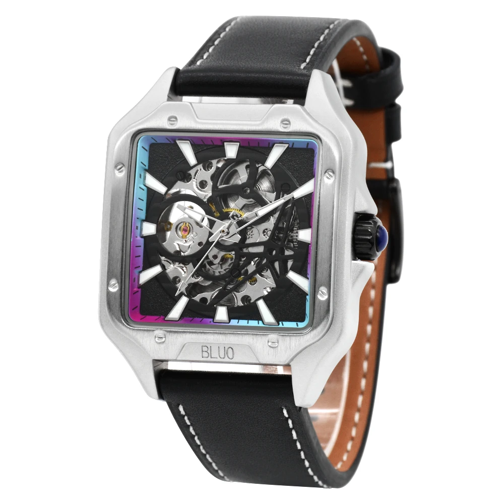 3ATM Water Resistant Automatic Watch Skeleton Dial Watch Colorful Inner  Ring Watch