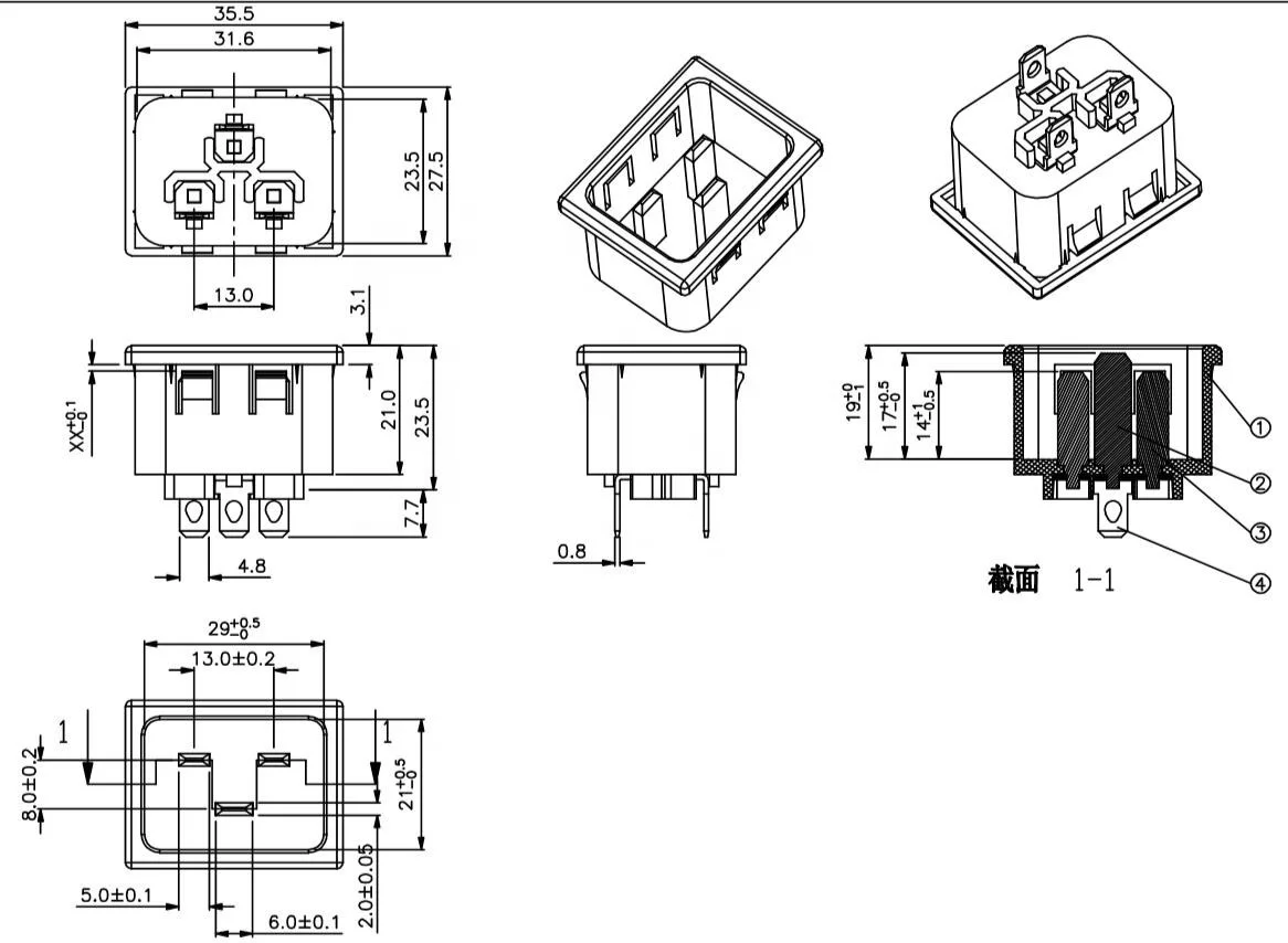 16A/20A/250VAC Industrial Power Socket AC Inlet Male Electrical Connector PDU Female Connector IEC EN60320 C20 for Industrial