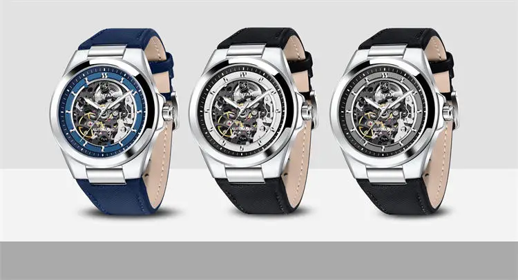 Часы Benyar 5207M, роскошные мужские часы с механизмом, горячая распродажа, ремешок из натуральной кожи, водонепроницаемые, автоматические, полые, деловые часы