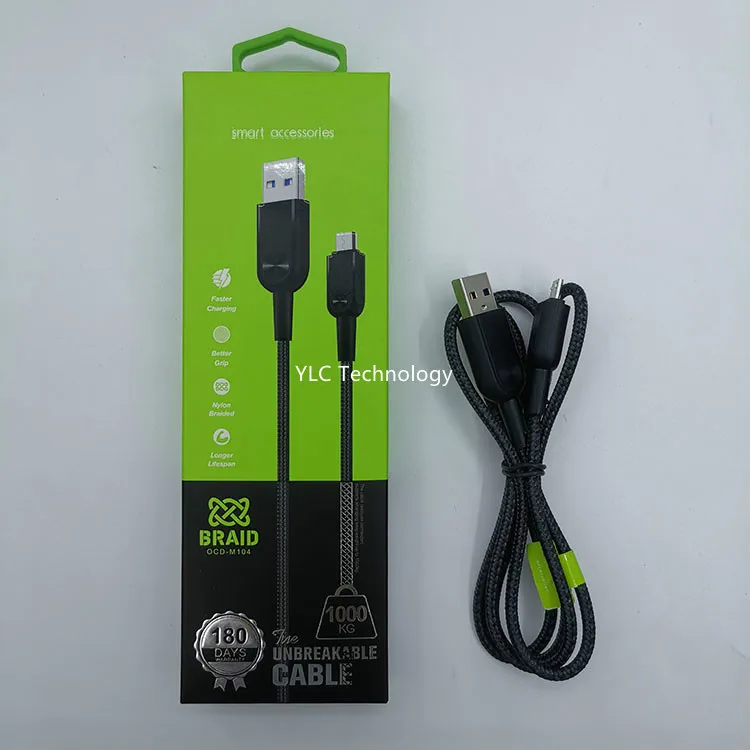 Для oraimo micro usb кабель в розничной упаковке если не V8 с нейлоновой оплеткой 1 м Android Небьющийся данных шнур