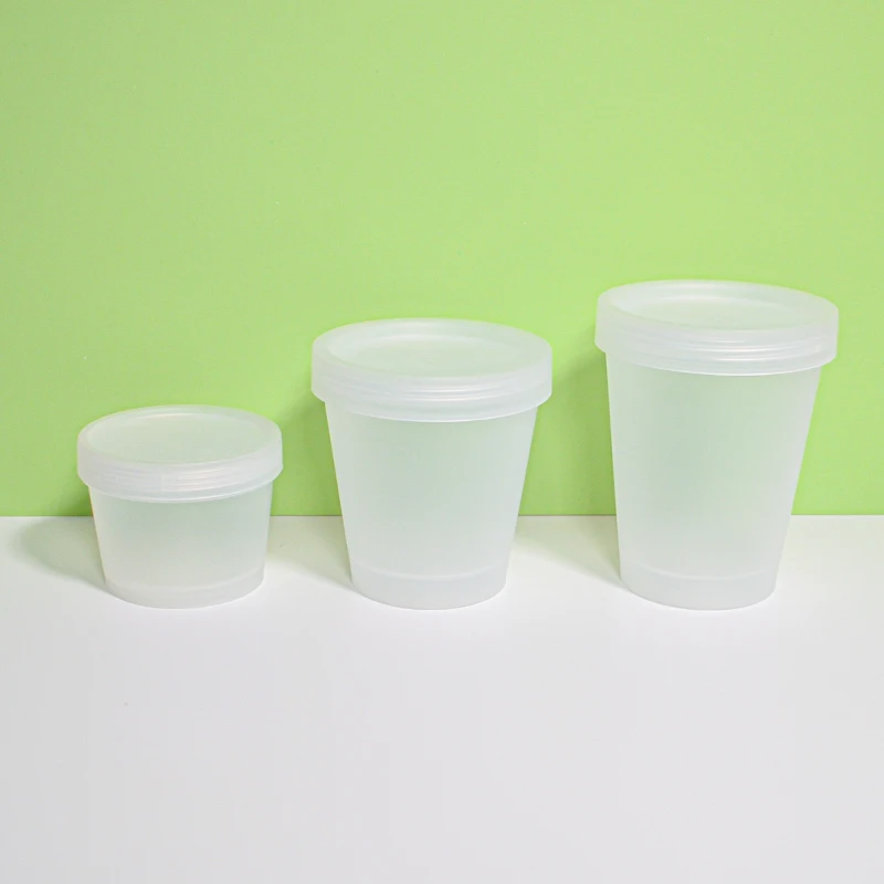 250ml 200ml 100ml  Ice Cream Cup Shape  Frosted Single Wall 8oz PP Jar With Screw Lid for Skin Care Cream