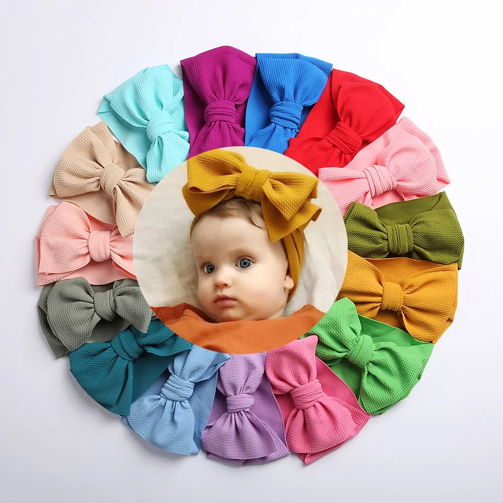 New Cute Baby Elastic Headband Baby Big Bow Top Knot Hairbands
