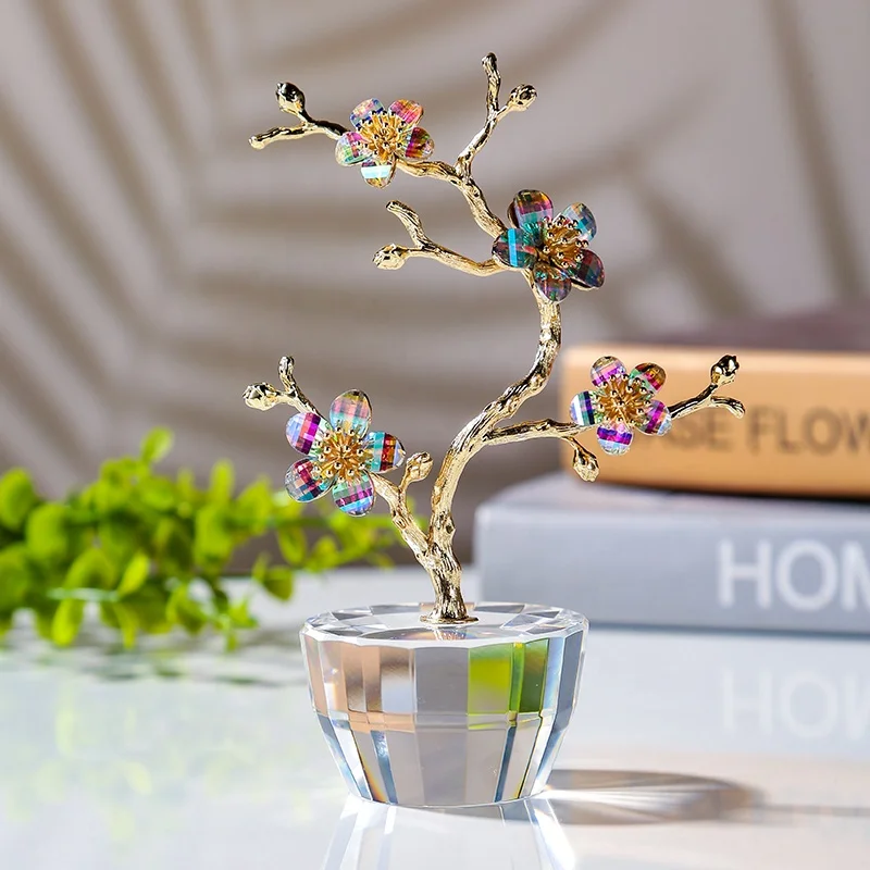 Wholesale Souvenir Home Decoration Wedding return gifts Crystal Flower Model Plum Blossom Valentine's  Gifts factory