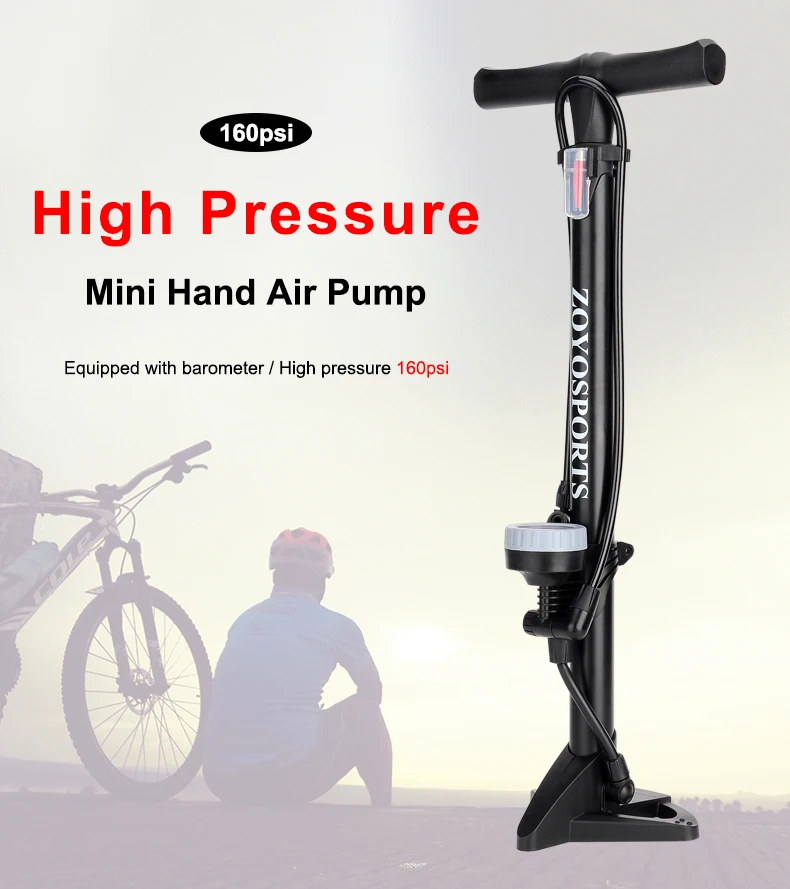 Portable Pressure Inflator Bike Bicycle Tyre Tire Mini Foot Hand Air Pump 160PSI 