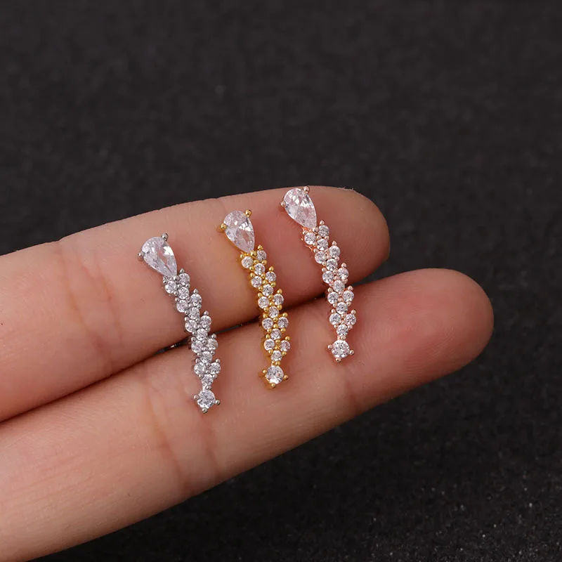 LOLIAS Oorbellen, set van 6 - 7 paar, voor dames en heren, schroefsluiting, chirurgisch roestvrij staal, zirkonia, hypo-allergeen, kraakbeenoorbellen, oorpiercing, 2, 3, 4, 5, 6, 7, 8 mm, roestvrij