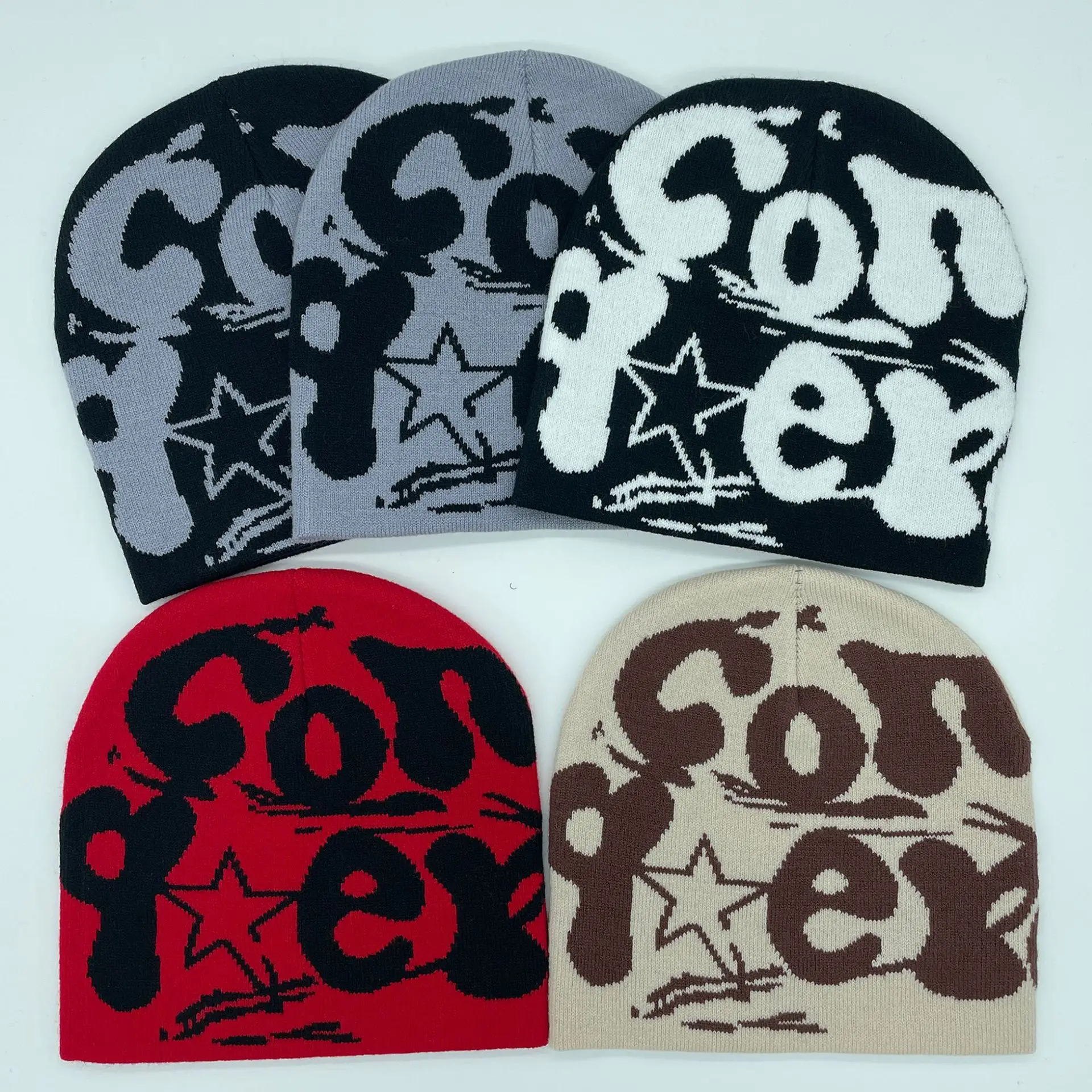 Custom Y2k Print Logo Beanies Manufacturer Acrylic Knit Embroidery