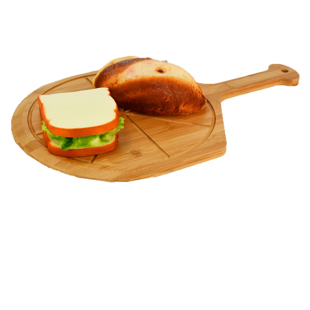 Premium Wood Pizza Peel Bamboo Pizza Serving Board With Pizza Cutter,8