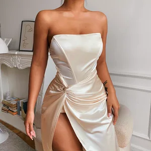 Summer Skirt 2026 New Sexy Tight Halter Neck Sleeveless Split Dress Dress 2023 Summer Fashion Midi Dress