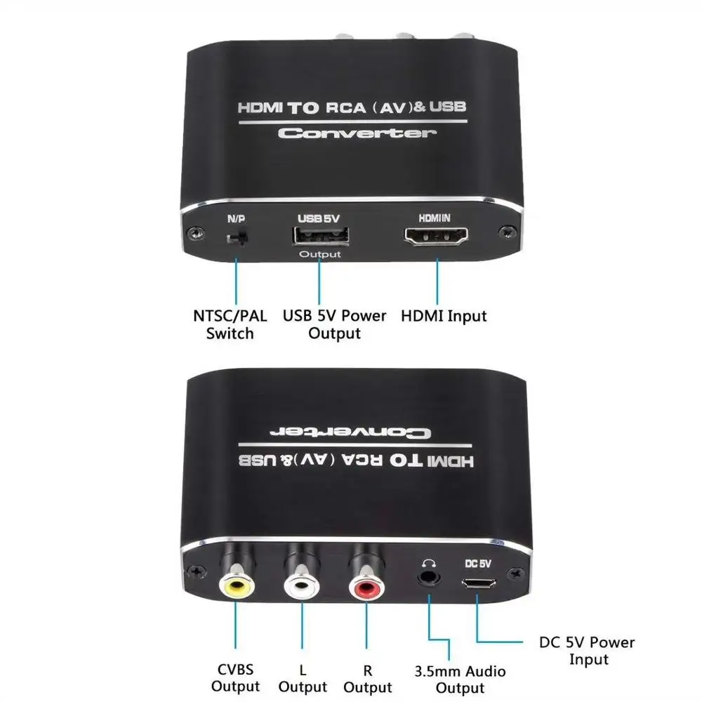 Mini HDMI to AV RCA Composite Converter Audio Video CVBS Converter Full HD 1080P for Fire TV Stick Chomecast