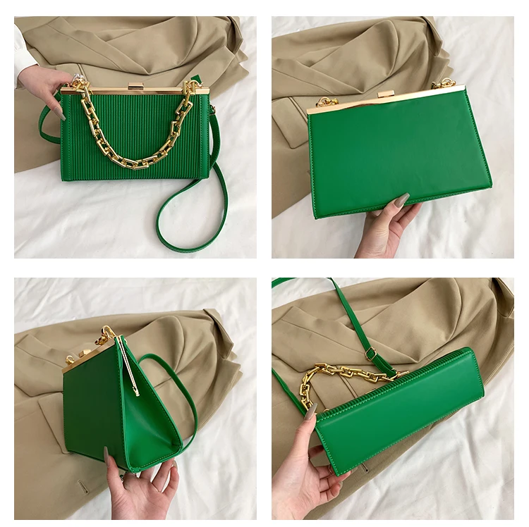 2022 Summer Casual Simple Striped Clip Lock Bags For Women Pu Leather