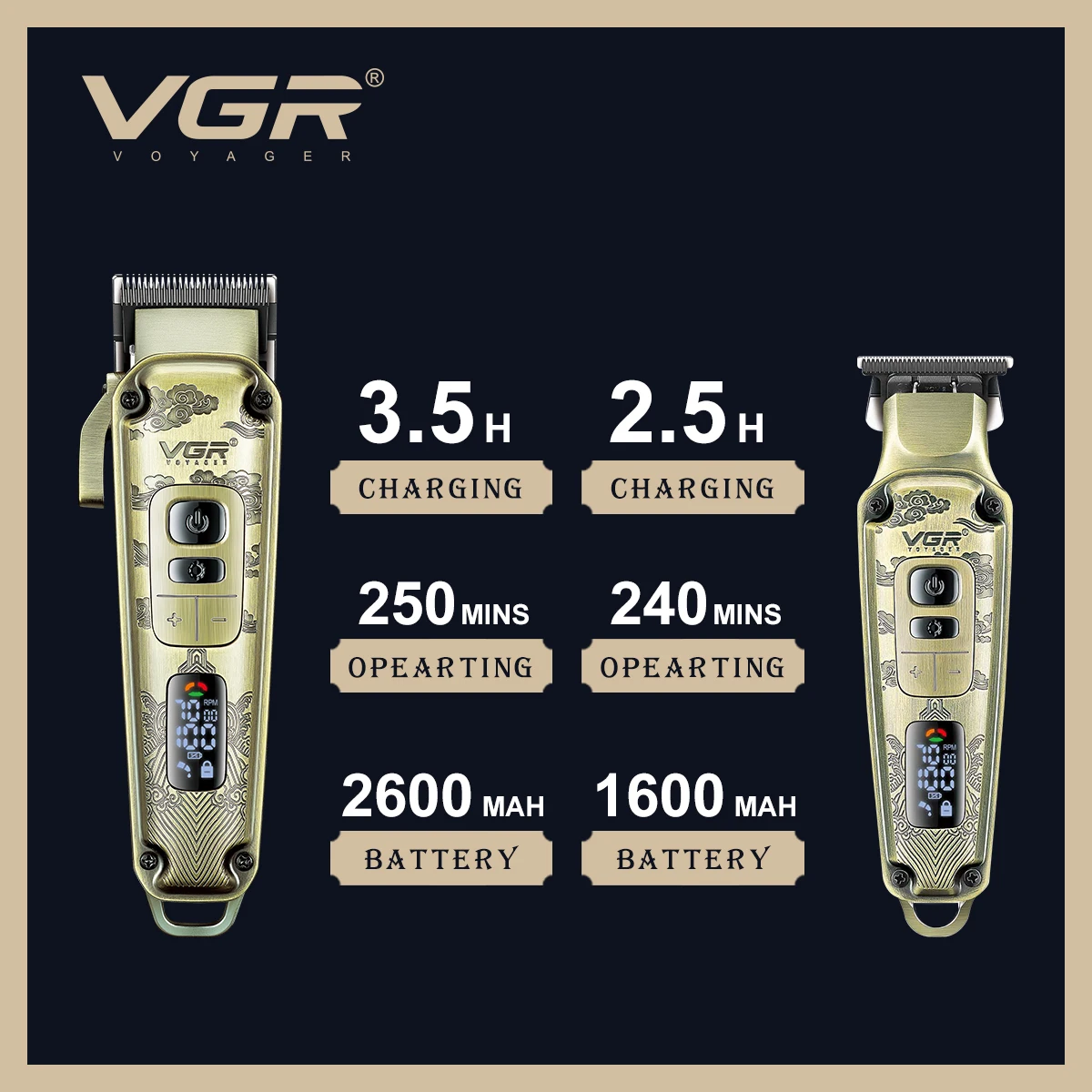 VGR V-643 Hot Sale Barber Maquina De Cortar CabelloProfessional Hair Trimmer Clipper Set for Men