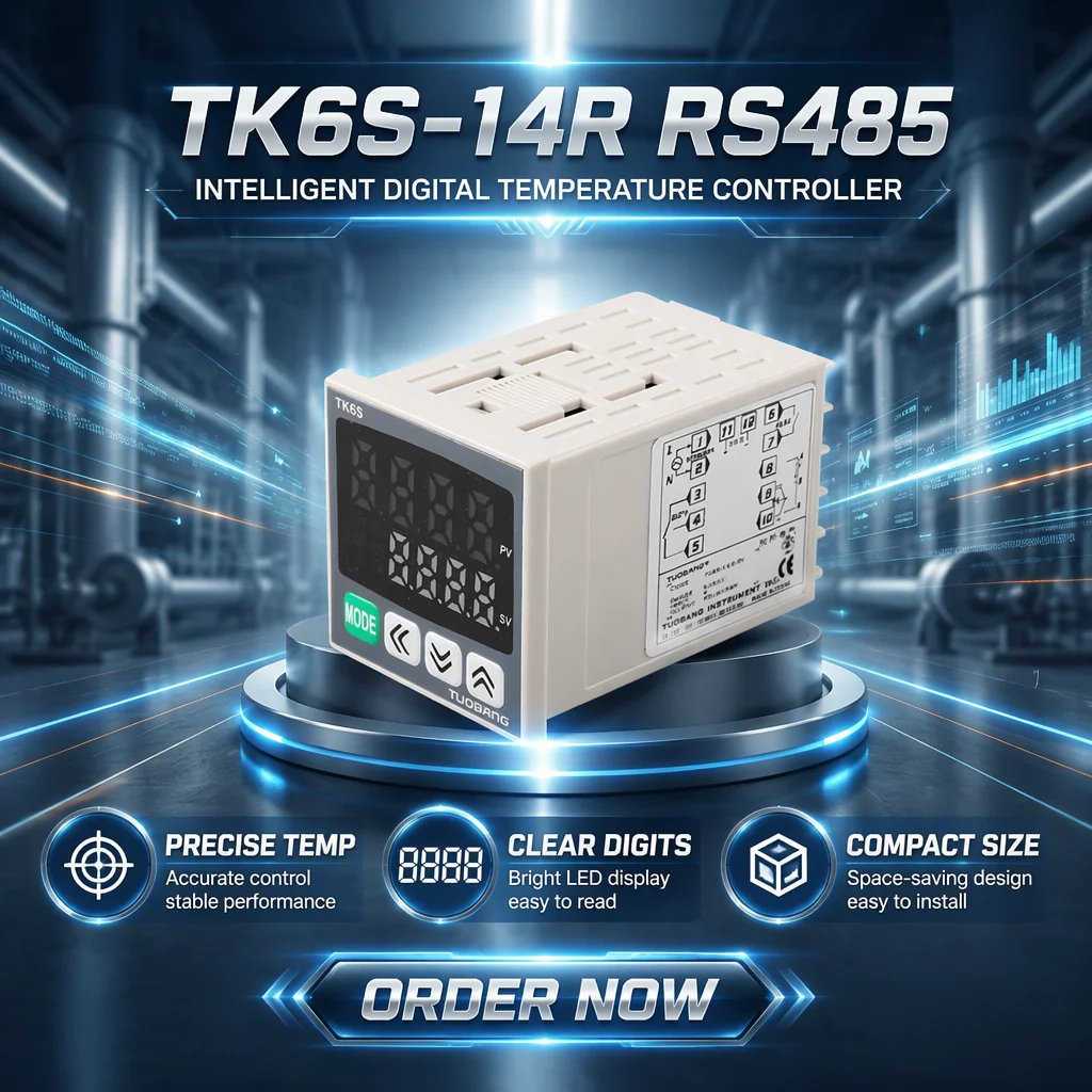 TUOBANG TK6S Series PID Temperature Controller, Universal Input Thermocouple RTD Dual Display Thermostat, Relay SSR Dual Output