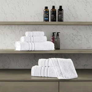 Luxury 100% Cotton Hotel Towels Set Grey White Custom Logo Towels