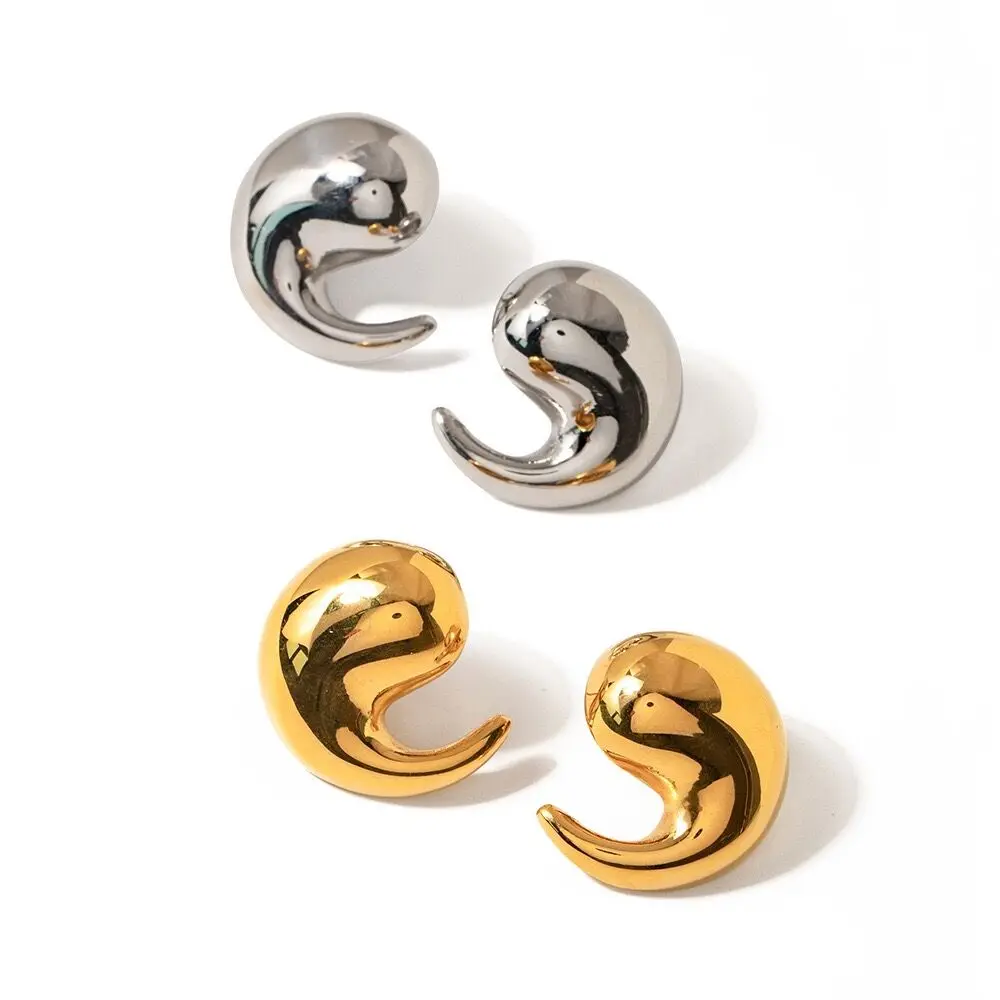 2024 Spring Design Bulk Wholesale Earrings Stainless Steel 18k Gold Plated Comma Shape Geometric Wrap Earrings Studs for Women