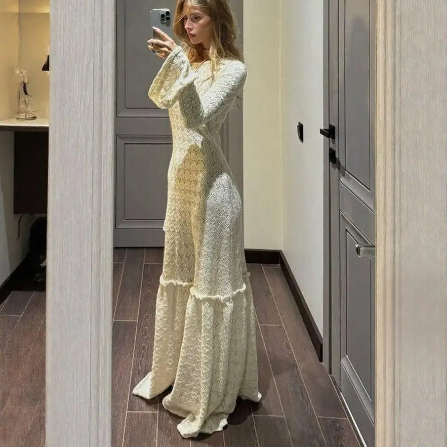 chinese dress ladies Autumn Winter Slim Long Sleeve Party Midi Dress for Women Knitted Half –  urbntrend.co.uk main image 1