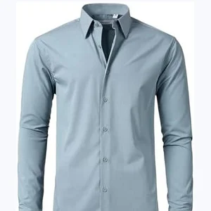 Customized Men's Casual Slim Long Sleeve Shirt Solid Color Business Wear Anti-Wrinkle Twill Fabric for Autumn