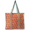 Tangerine Orange Floral Buta Print 30