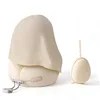 Beige hooded water droplet U-pillow with beige storage box