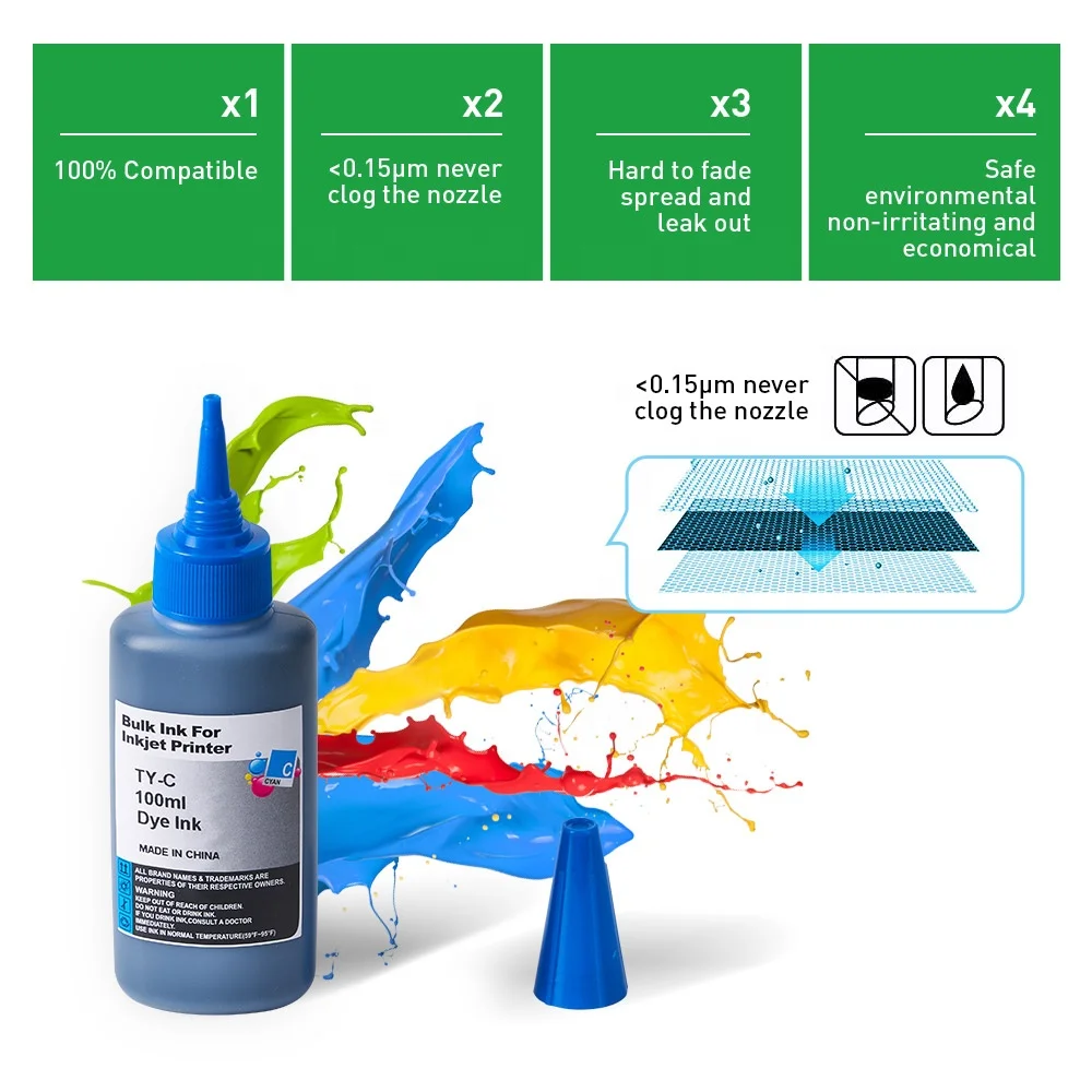 INK-POWER 100ml 250ml 500ml 1000ml 1L Universal Pigment Dye Tinta Color Bottle Kit Refill Ink for Epson HP Brother Canon Printer