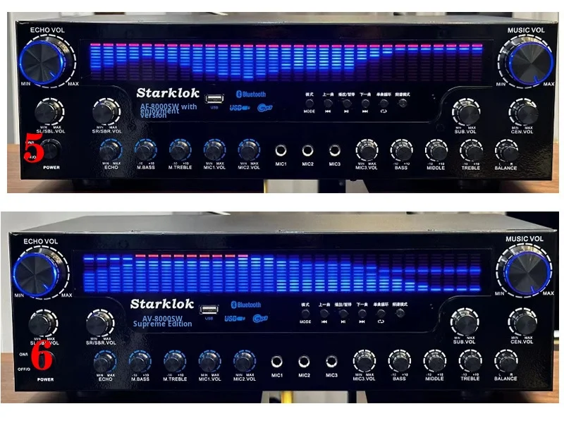 AV-8000SW Premium Edition 2200W Professional Ultra-High Power 7.1 Channel Home Theater Receiver Amplifier Exclusive BT Wireless