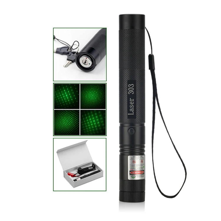 Kit Stylo Pointeur Laser 3-en-1 Vert/Violet/Rouge + Batterie 18650 + Chargeur