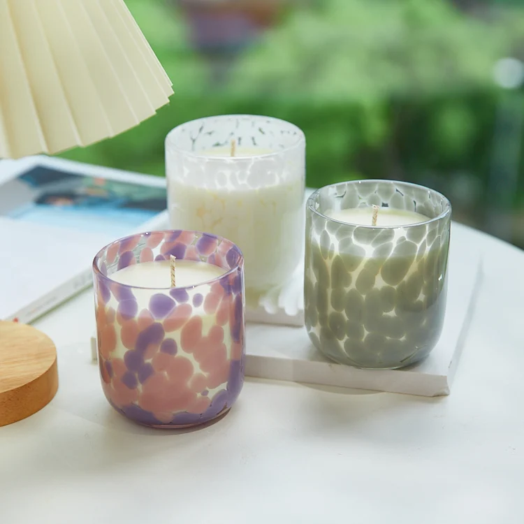 Wholesale 9oz Thick pink Leopard Glass Candle Jar Empty Luxury Hand ...