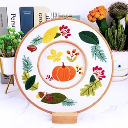 5456 Flowers Plant Pattern Embroidery Cloth Set Cross Stitch Kit Hand Craft Beginner DIY Embroidery Starter Kits