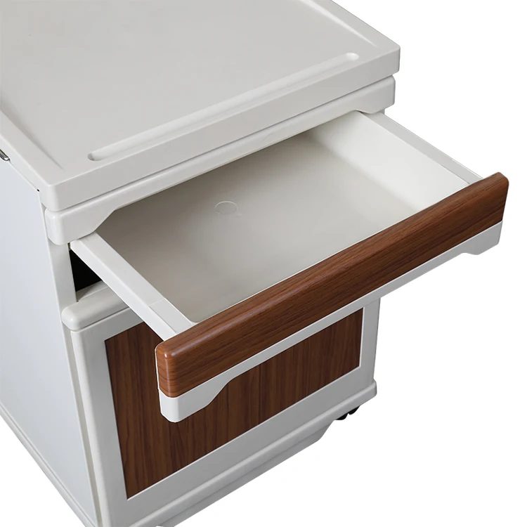 YXG-08-2 Hospital Room Furniture Abs Plastic Movable Hospital Medical Bedside Cabinet With Casters