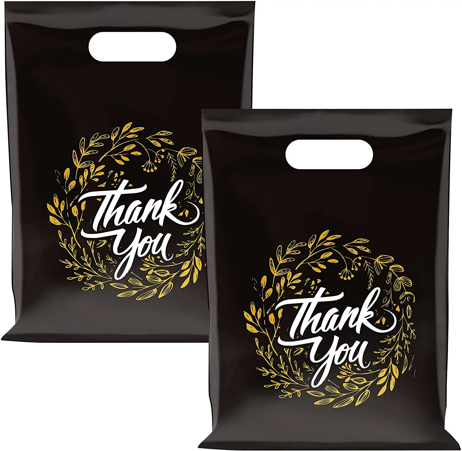 Eco-friendly Ldpe Plastic Packing Bags Black Thank You Custom Logo ...