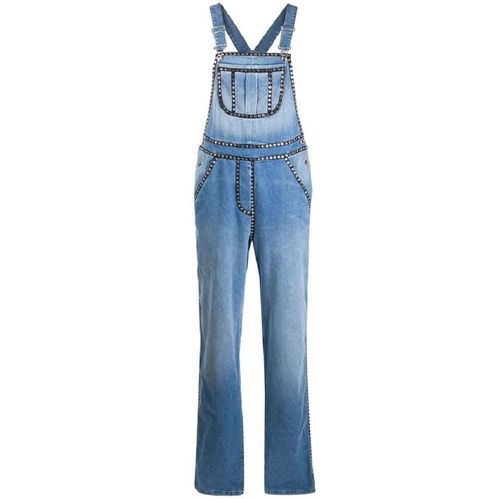 Jeans in Denim da donna OEM con salopette in Denim impreziosite da