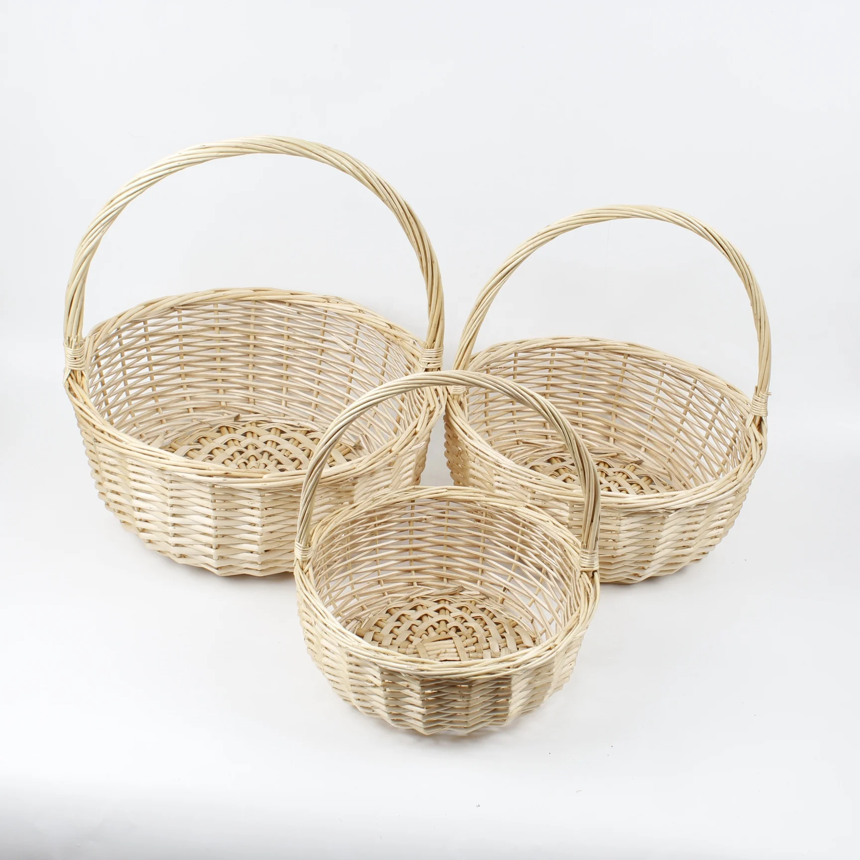 White Wash Gift Wicker Flower Basket With Handle Buy White Wash