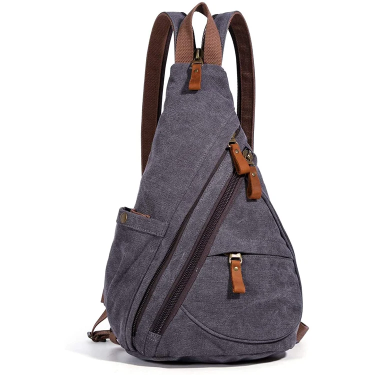 Canvas Sling Bag Crossbody Backpack Shoulder Casual Rucksack for Men Women 
