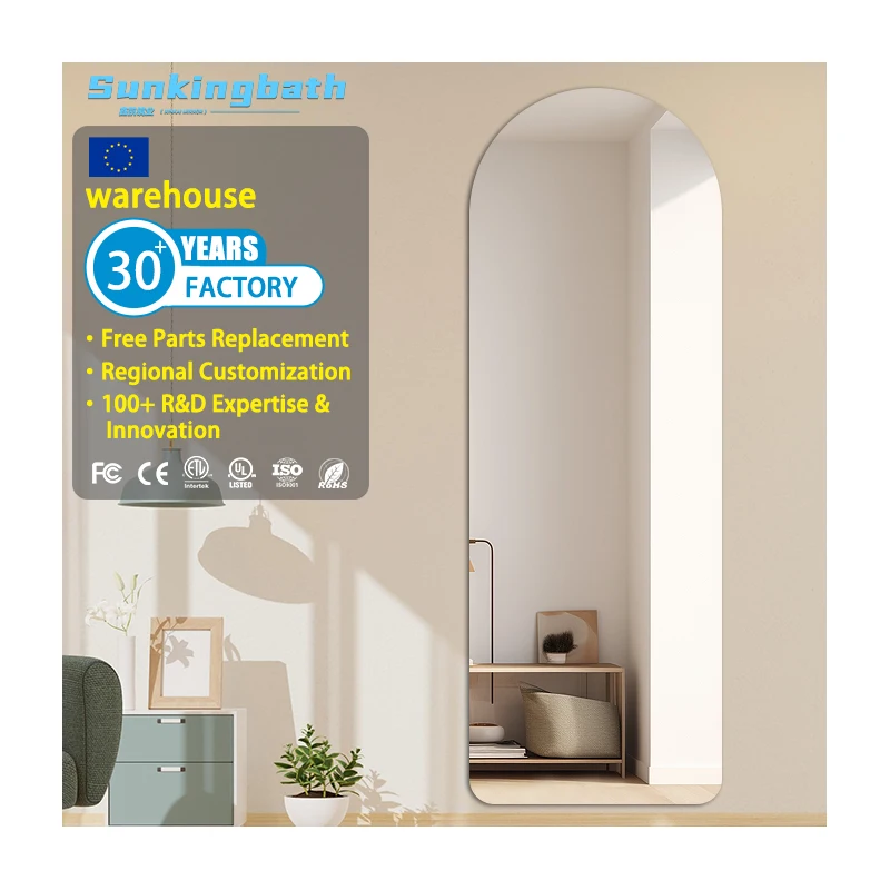 Modern Wall Decor Mirror Bedroom Frameless Arch Mirror Full Length Mirror Large Standing Dressing Floor Mirror