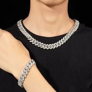 Hip Hop Style Cool Jewelry Accessories  Bling Iced Out Cuban Link Chain Bracelet and Necklace for Man Boys