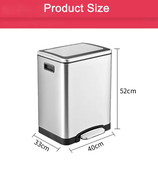 Dual Compartment Square Stainless Steel Recycle Bin Hotel Room Kitchen
