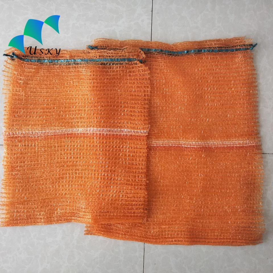 Lot 100 Sacs Raschel 35x50cm 5kg Orange – Filet Respirant Avec Cordon, Pour Pommes De Terre, Oignons, Bois De Chauffage & Légumes