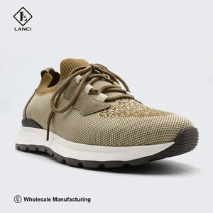 LANCI Luxury Custom Shoe Manufacturer Breathable OEM ODM Men's Running Shoe Design Knit Casual Men Shoes Custom Sneakers
