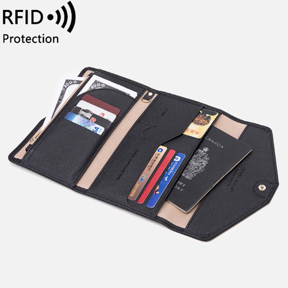 Personalized Lanyard Custom Logo Cardholder Luxury Leather Rfid Pu Saffiano Travel Credit Card Id Wallet Passport Card Holder