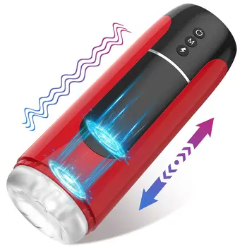 Automatic Male Masturbator, Male Sex Toy with 7 Thrust and Vibration Modes Electric Pocket Pussy, Hands-Free Male Stroking Mastu