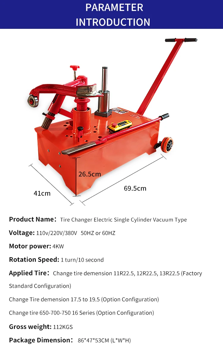 truck tire changer mount demount tool