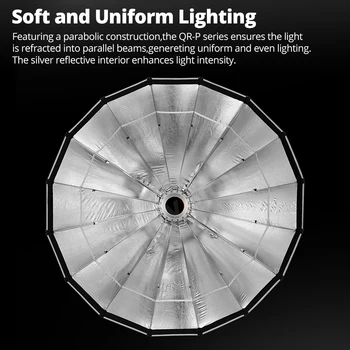 Qr-p60t 60cm Qr-p90t 90cm Qr-p120t 120cm 150cm Quickly Release Parabolic Deep Honeycomb Grid Softbox For Photography Flash detail image