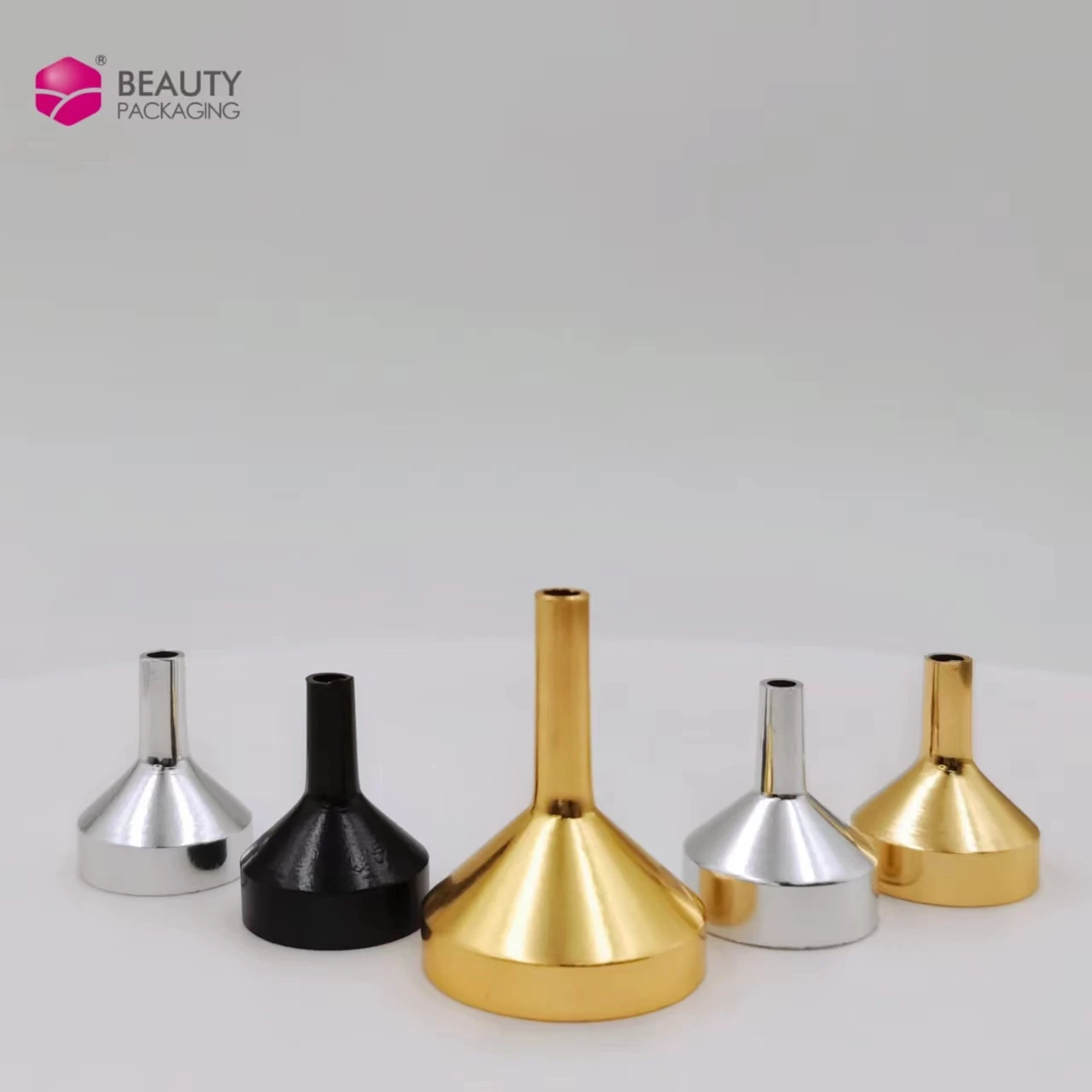 Wholesale in Stock Mini Perfume Refill Gold Silver Black Aluminum Metal Funnel