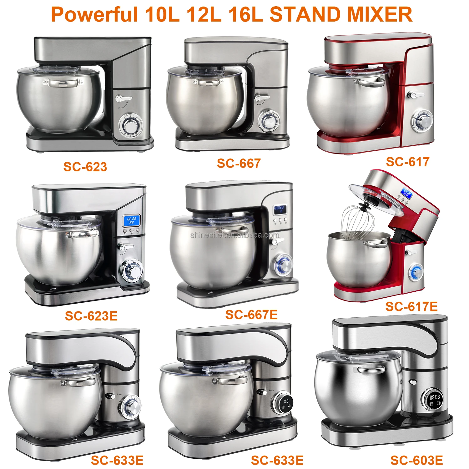 6.5L 7L 8.5L 10L 12L Professional Dough Mixer Factory Multifunctional 3 In 1 Stand Mixer Led Screen Food Mixer manufacture