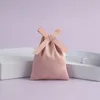 Pink thread bag middle opening, powder muntjac spot, no logo, 79
