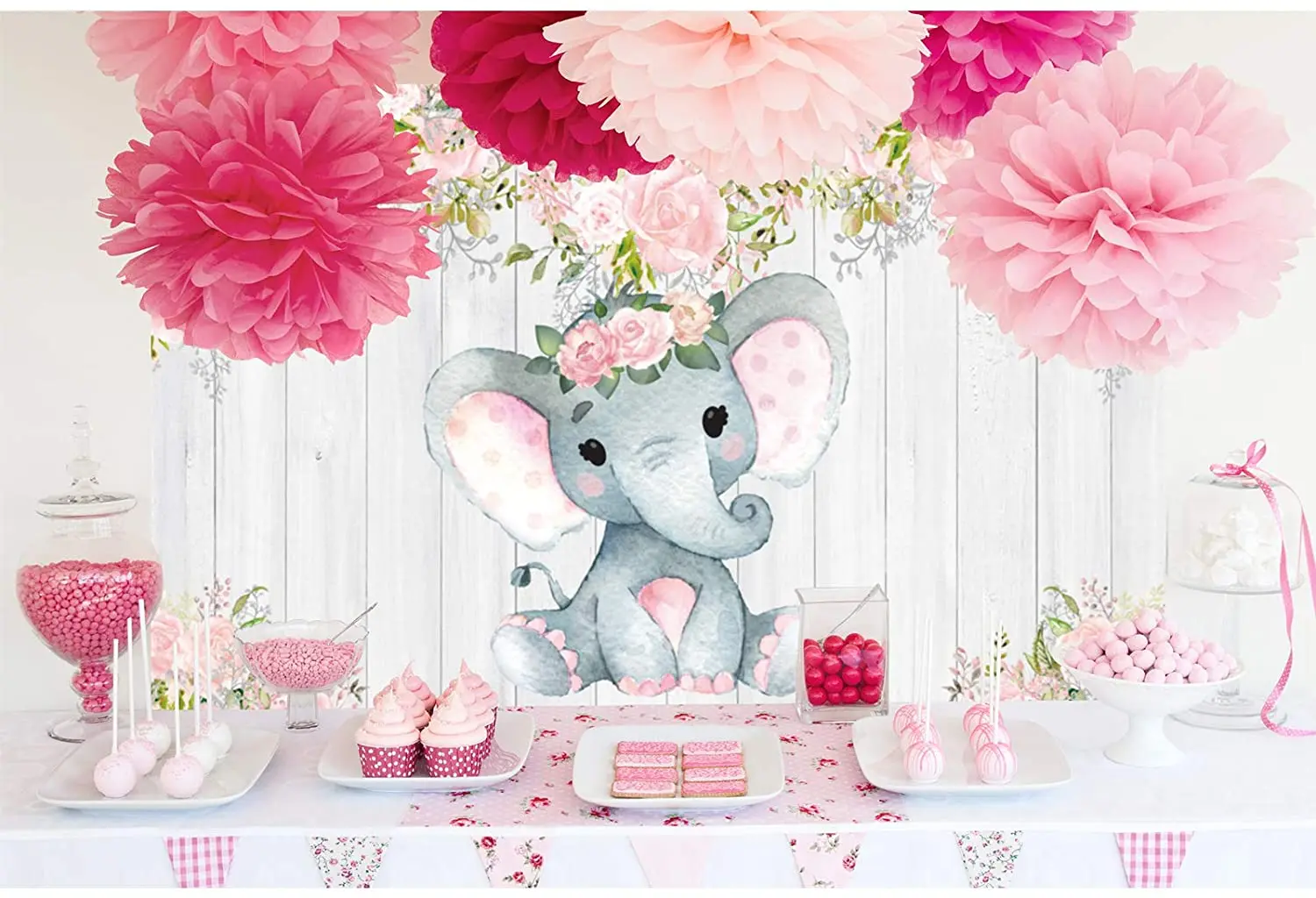 Boy Elephant Baby Shower Backdrop Blue Floral Elephant It's a Boy  Background Decorations Rustic Wood Elephant Theme Baby Shower, image size:1500x1024