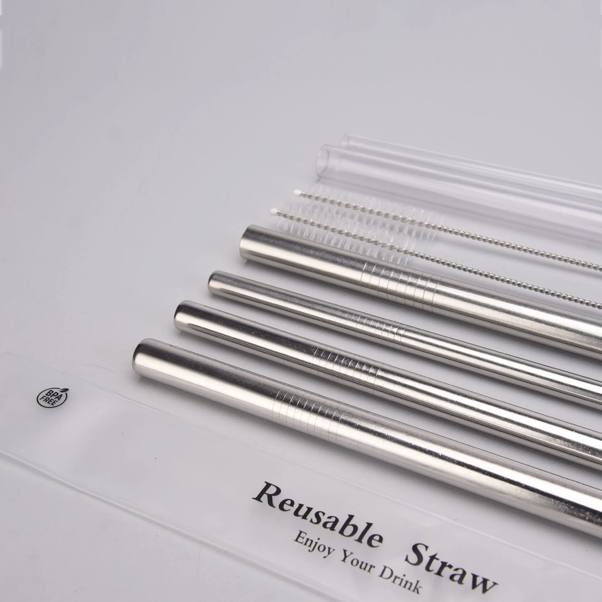 BPA Free Reusable Plastic Acrylic straw with Ring 50pcs