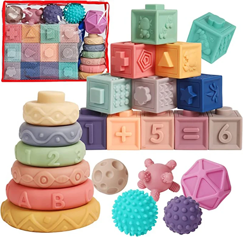 Chachi Toys Custom Montessori Sensory Stacking Blocks Silicon Soft