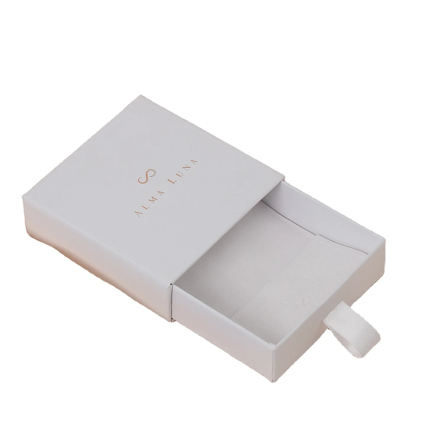 Free Samples Rectangle Paper Necklace Bracelet Gift Christmas White Jewelry Sliding Drawer Box