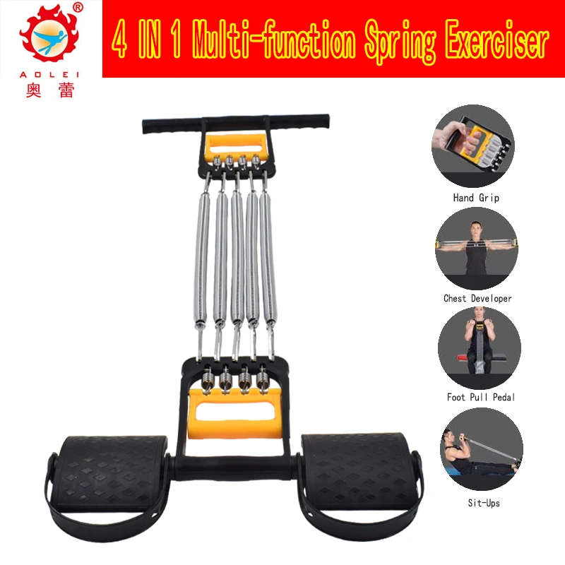 Multifunction Fitness Equipment Finger Exerciser 5 Spring Exerciser Chest Expander With Foot Pedal